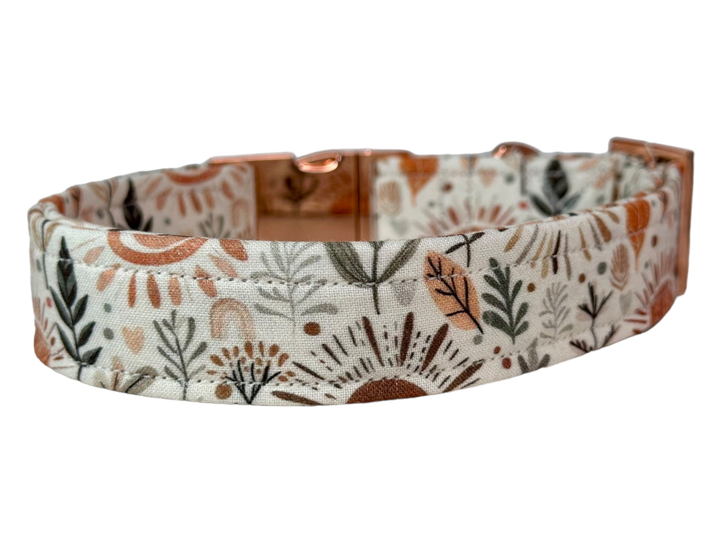 Fall Floral and leaf - Personalized Engraved Dog collar - Metal Side release dog collar