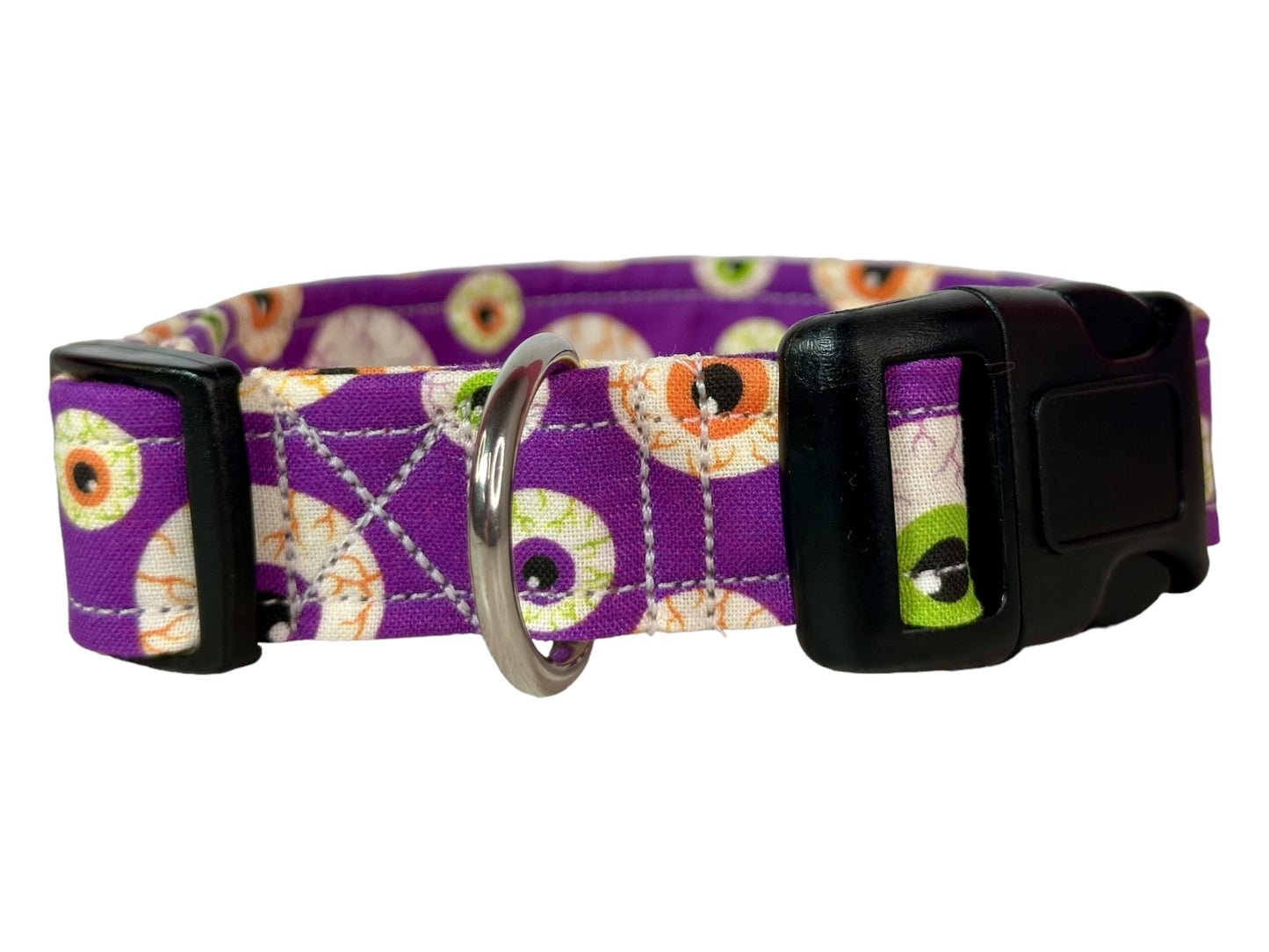 Halloween Creepy Eyes dog collar, handmade side release dog collar