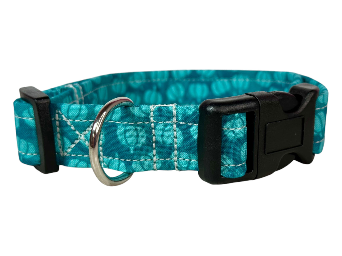 Fall Teal Pumpkin Dog collar, handmade side release dog collar