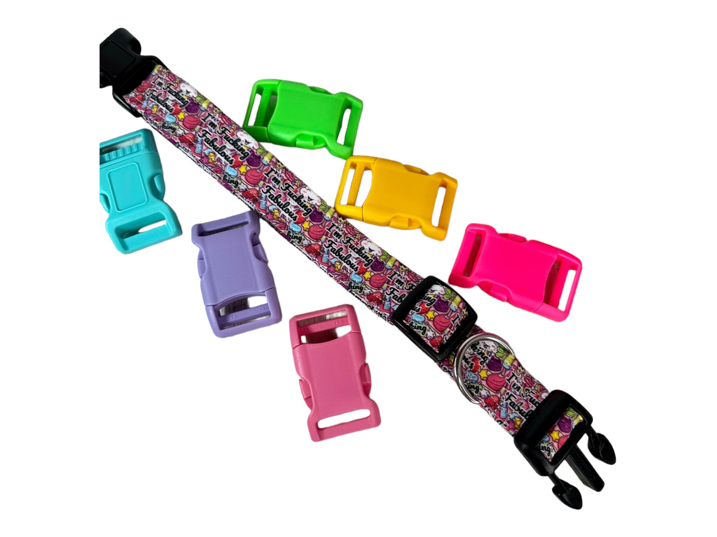 F*cking Fabulous Dog collar, Funny handmade side release dog collar