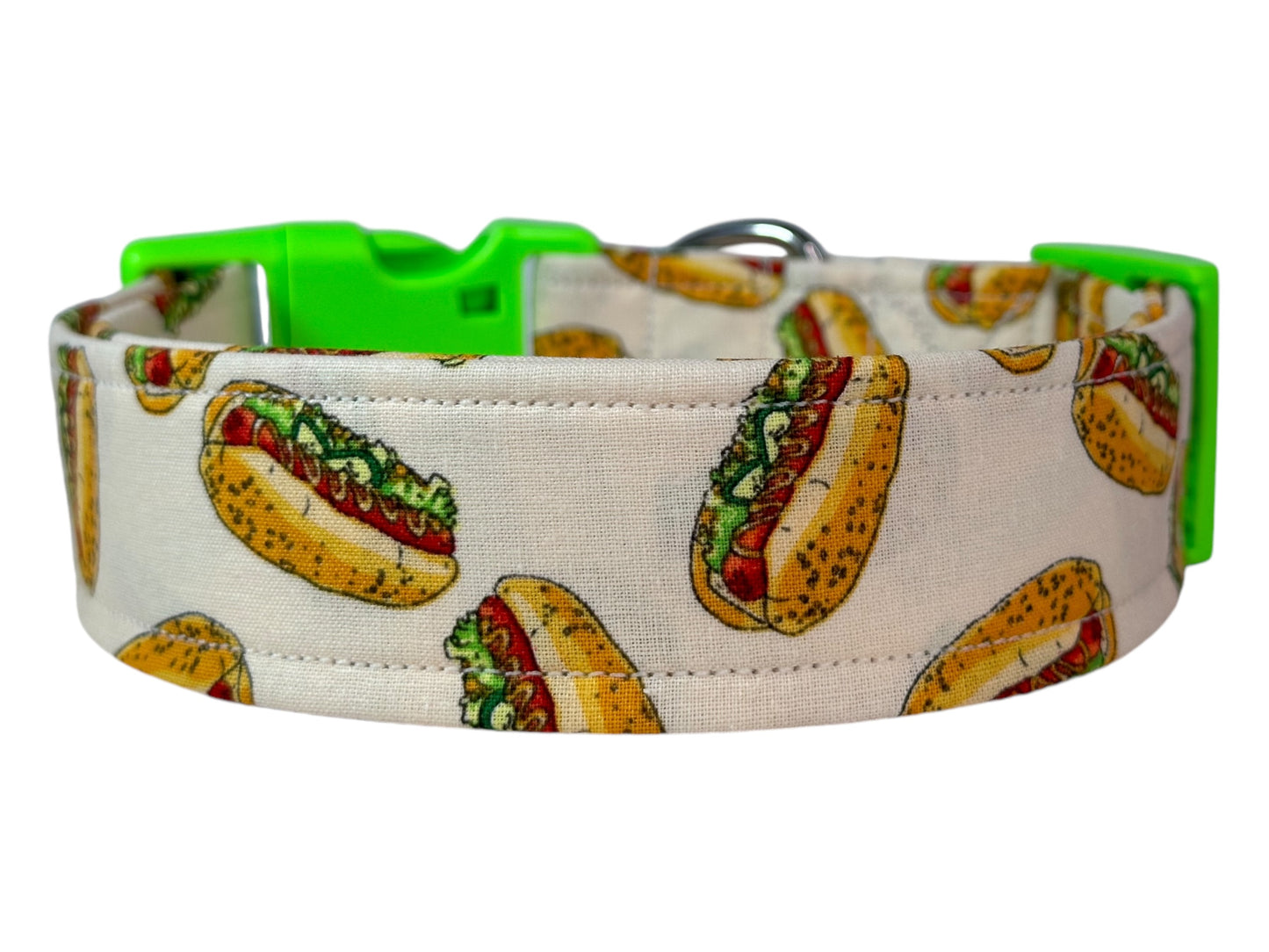 Hot Dog dog collar,  food collar, handmade side release dog collar