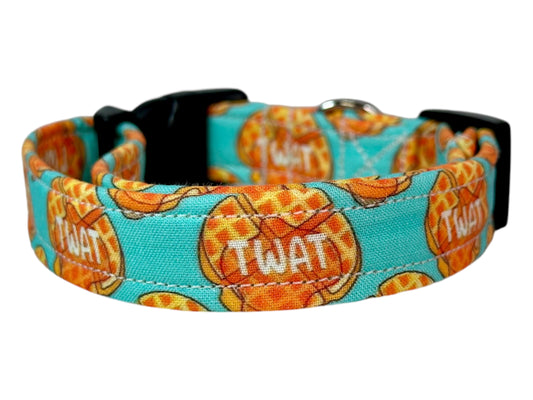 Twat Waffle dog collar, handmade side release dog collar