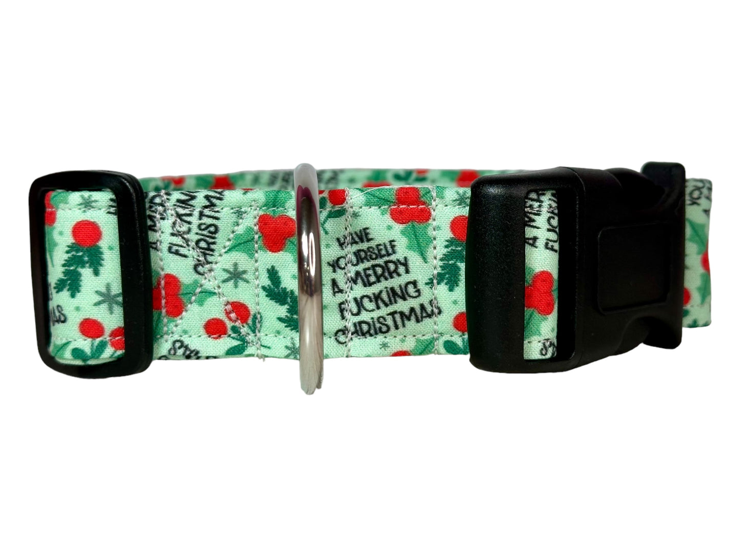 Christmas dog collar “Have yourself a Merry Fucking Christmas” Funny handmade dog collar