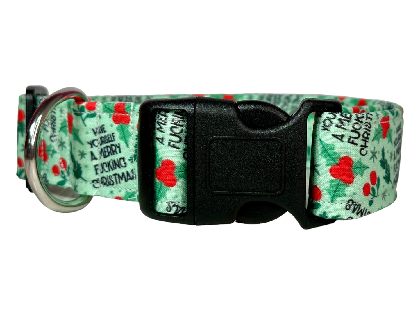 Christmas dog collar “Have yourself a Merry Fucking Christmas” Funny handmade dog collar