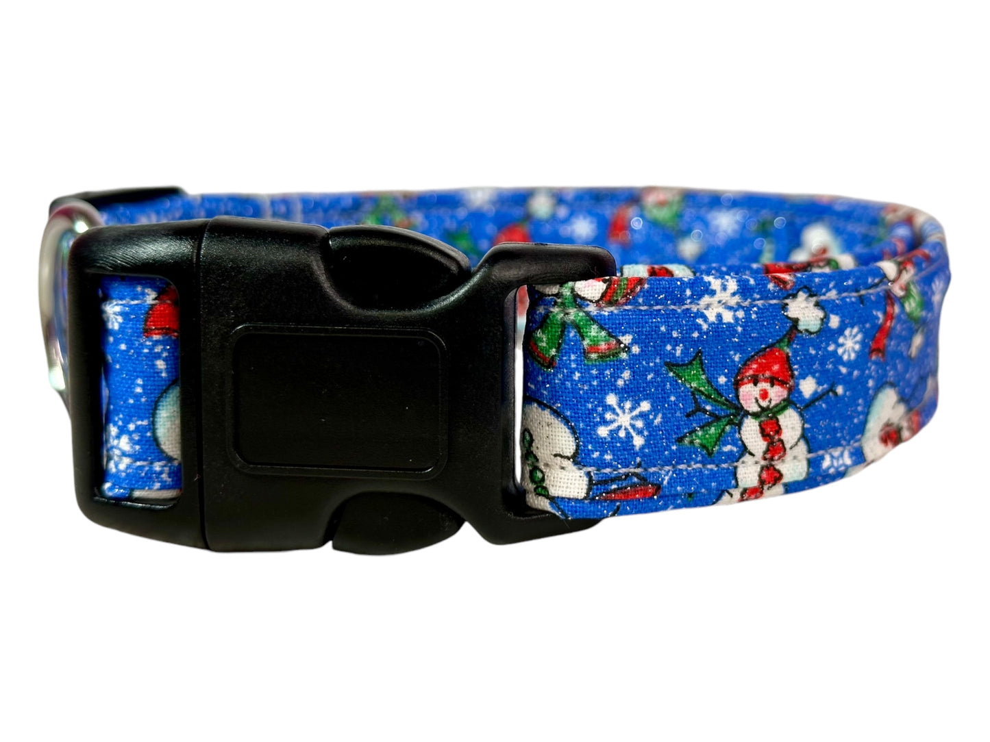Snow Man Dog collar, handmade side release dog collar - Glitter