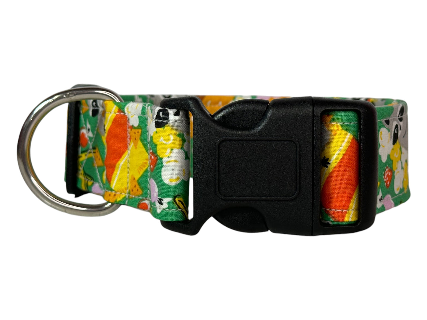 Trash Panda (Raccoon) and Junk Food Dog collar, handmade side release dog collar