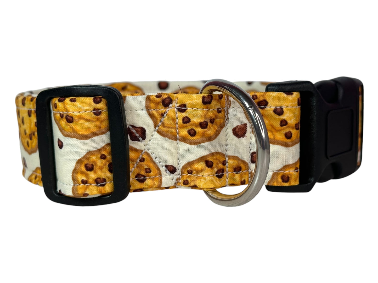 Chocolate chip cookie food Dog collar, handmade side release dog collar
