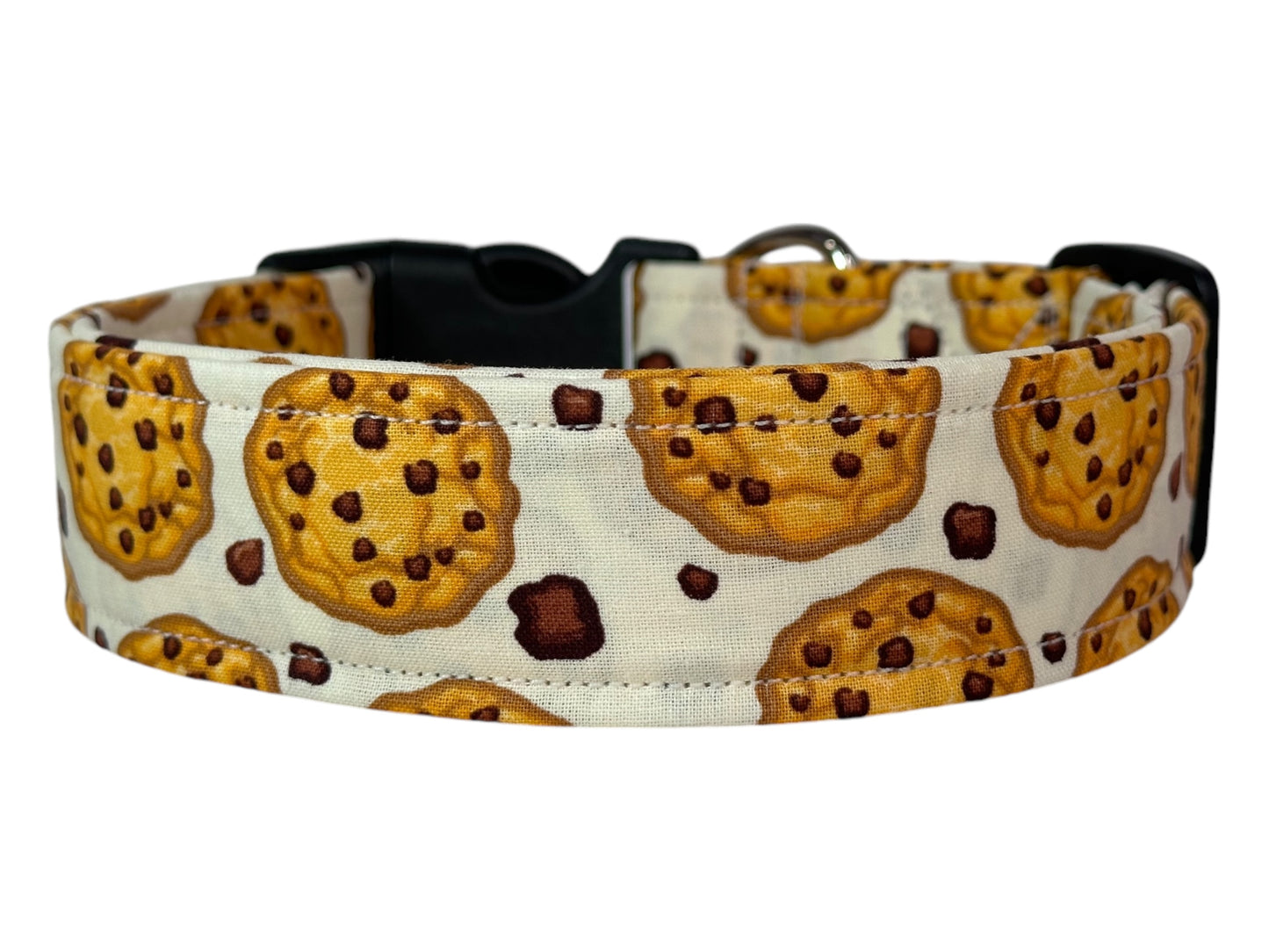 Chocolate chip cookie food Dog collar, handmade side release dog collar