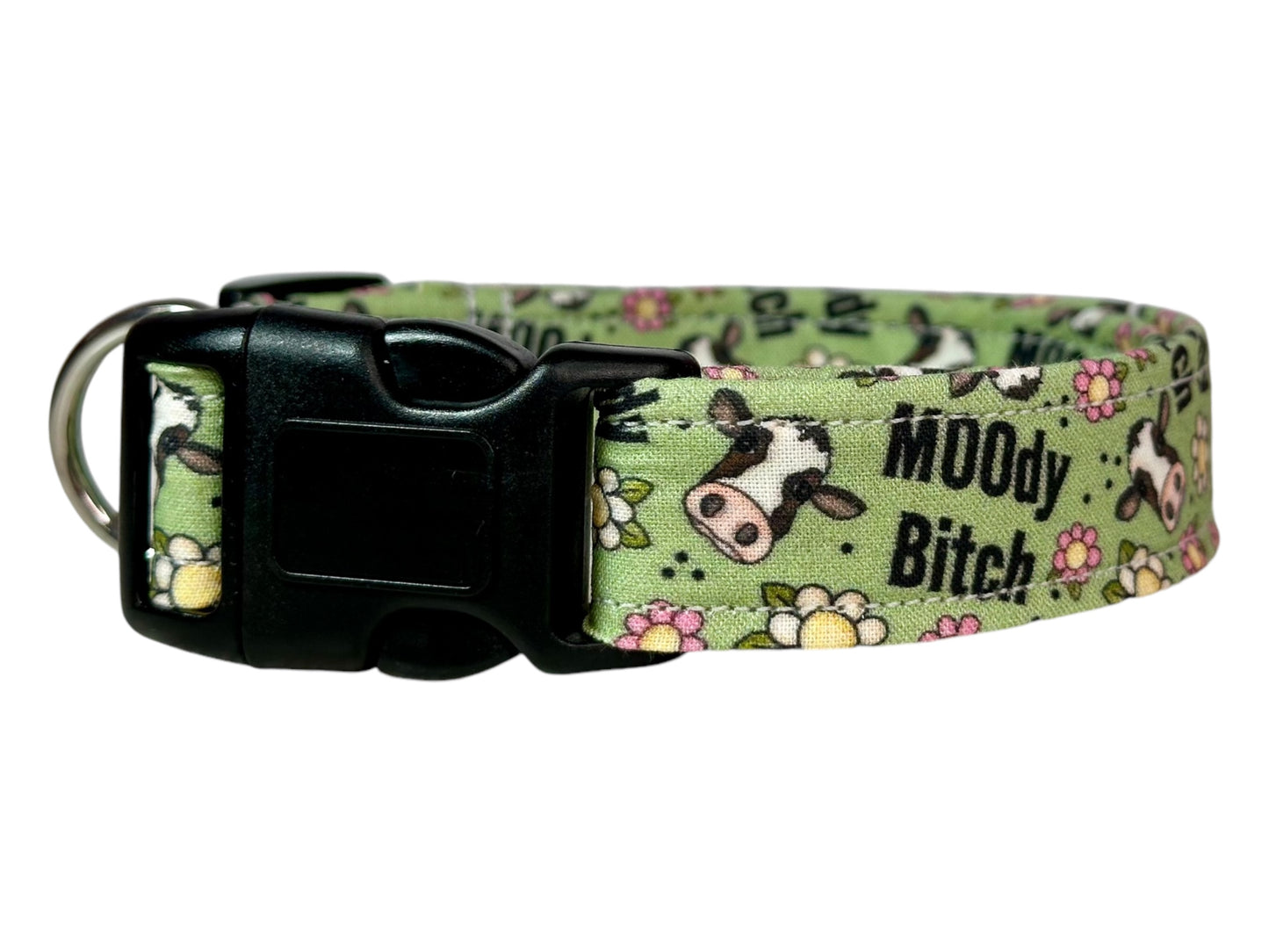 Moody Bitch dog collar, handmade side release dog collar
