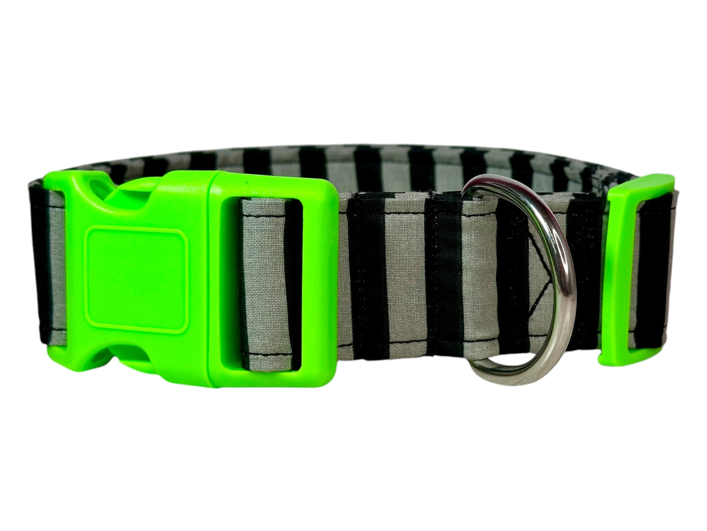 Black and Gray Striped Dog collar, handmade side release dog collar