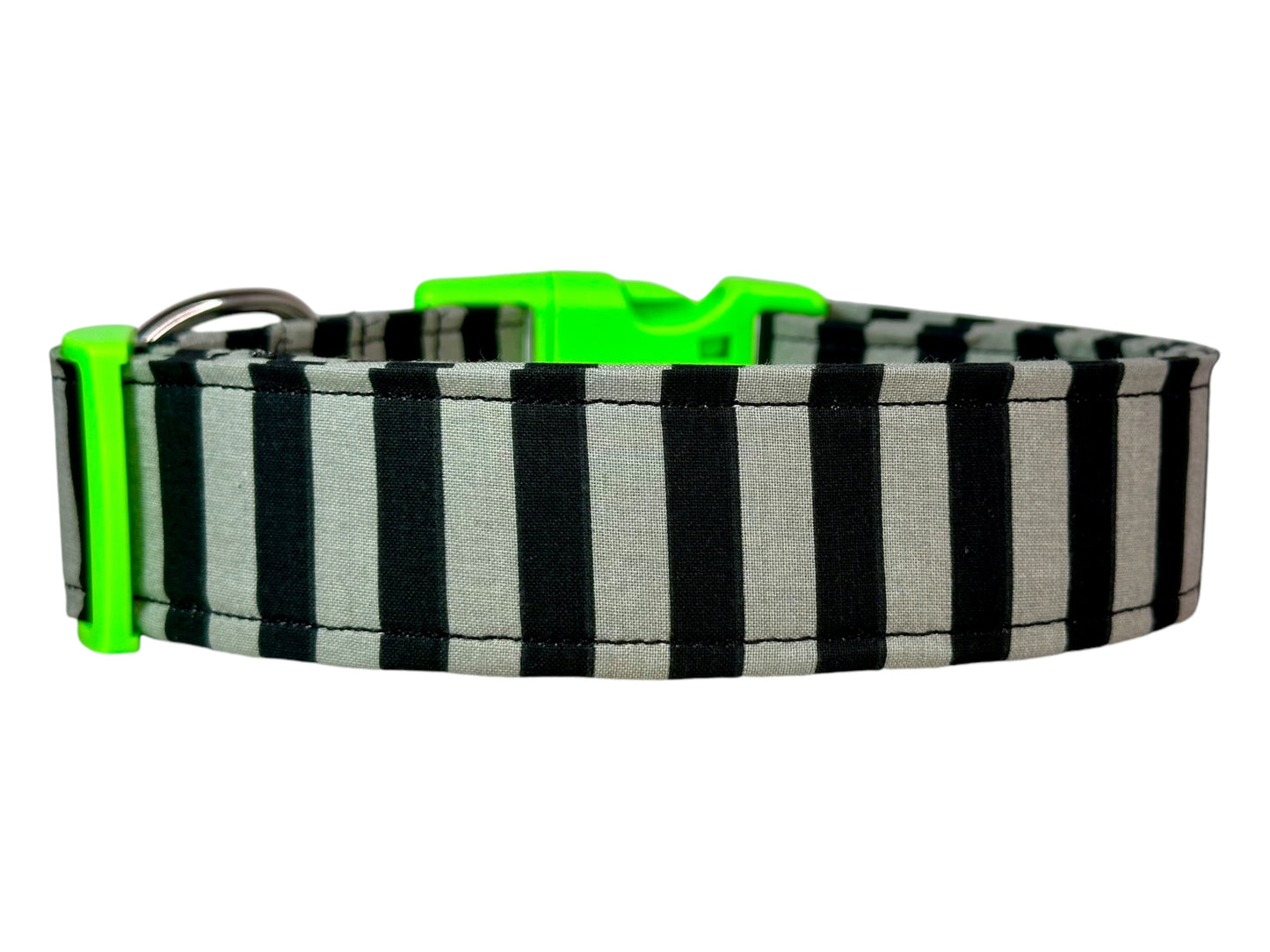 Black and Gray Striped Dog collar, handmade side release dog collar