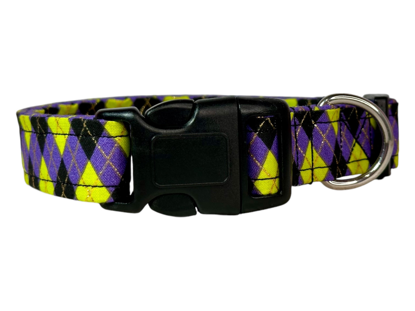 Halloween Argyle Plaid Dog collar, handmade side release dog collar
