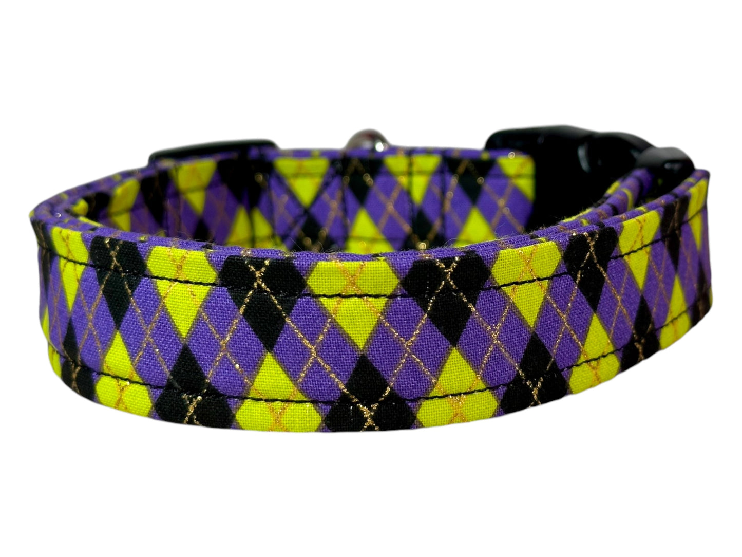 Halloween Argyle Plaid Dog collar, handmade side release dog collar
