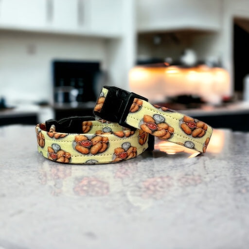 Chicken Nugget dog collar - handmade side release dog collar