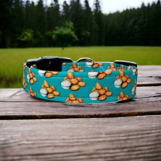 Chicken nugget dog collar, Handmade side release dog collar