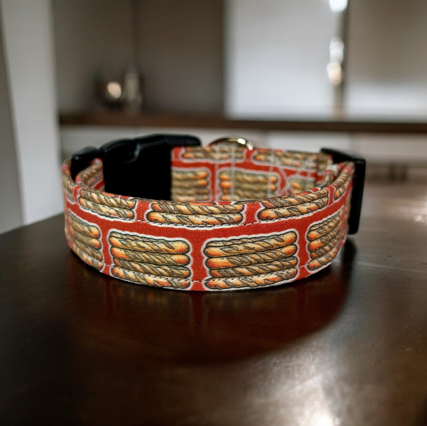 Bread stick dog collar, handmade adjustable side release