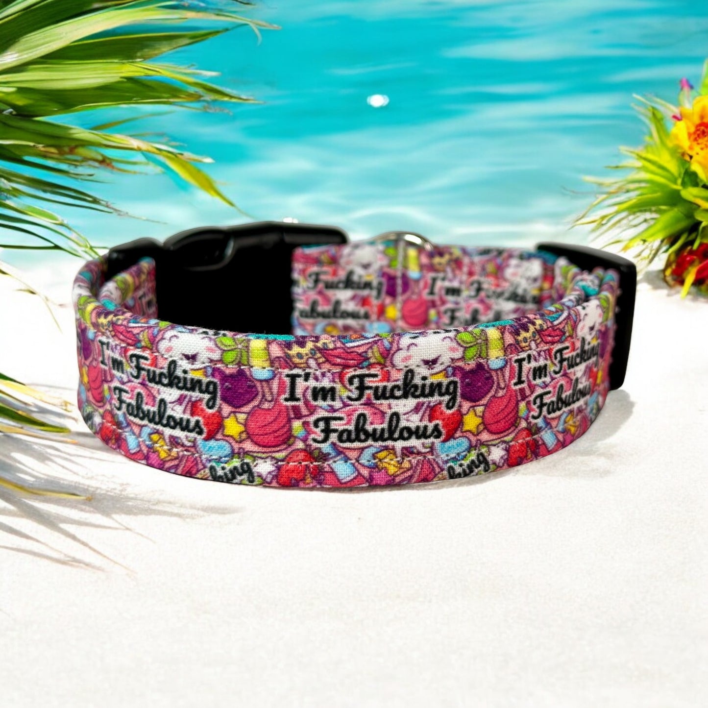 F*cking Fabulous Dog collar, Funny handmade side release dog collar