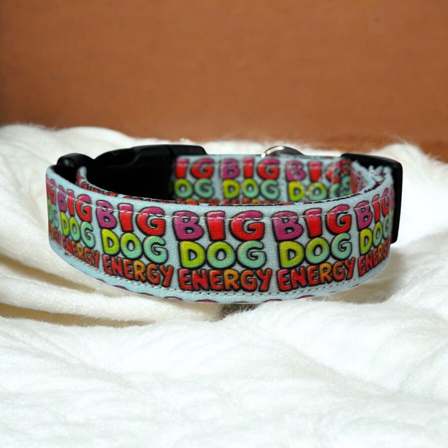 Big Dog Energy Dog Collar – Funny Handmade Pet Collar with Heavy-Duty Webbing & Stainless Steel Hardware