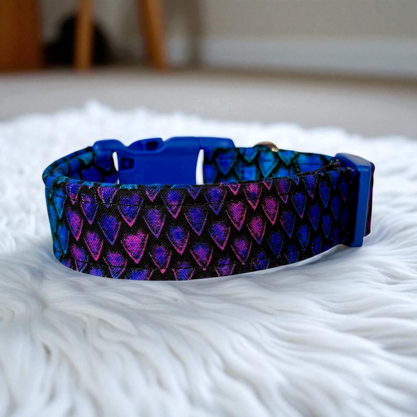 Dragon Scales dog collar, Animal print dog collar,  Handmade Pet Collar with Heavy-Duty Webbing & Stainless Steel Hardware