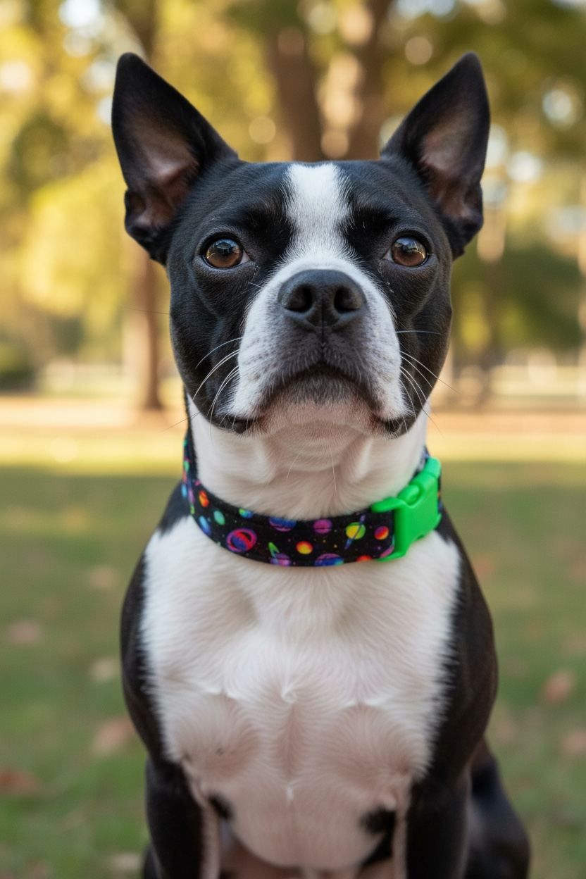 Neon Planets Handmade dog collar,  Handmade Pet Collar with Heavy-Duty Webbing & Stainless Steel Hardware