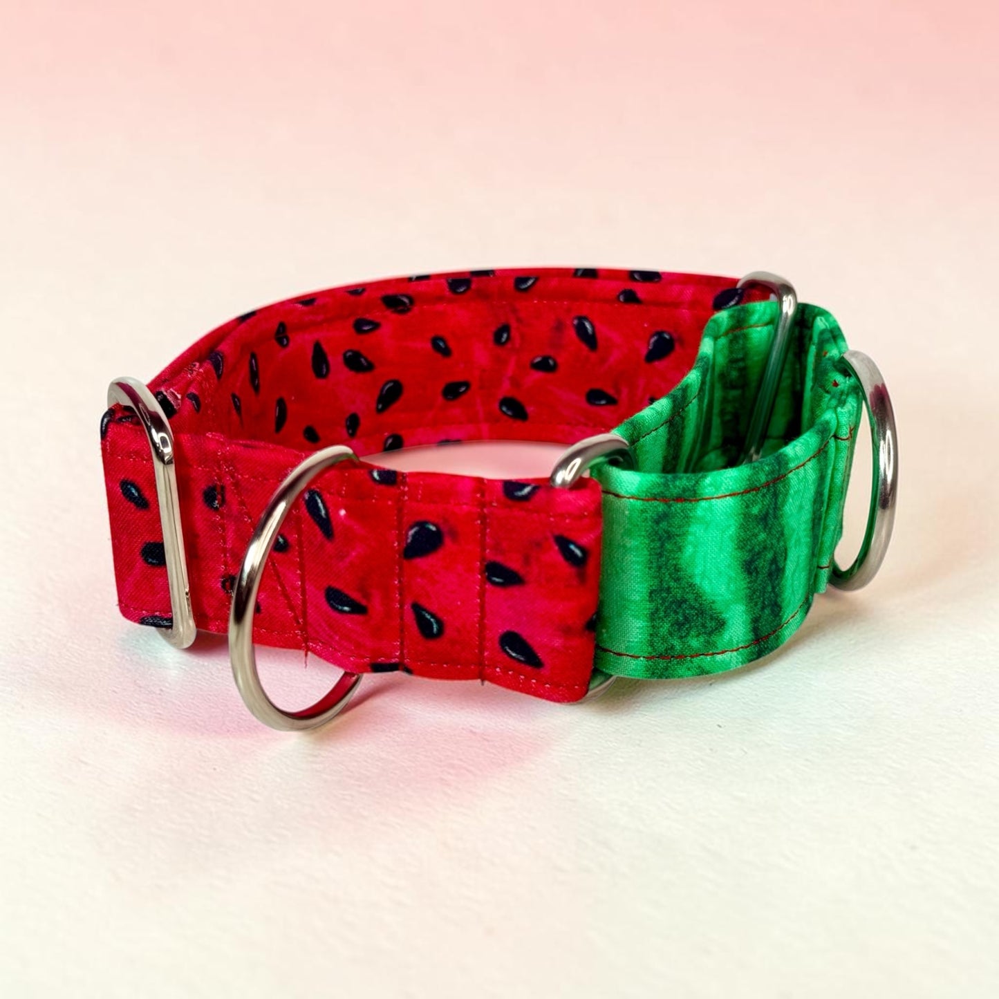 Watermelon martingale dog collar - No buckle, gentle choke training collar, or leash