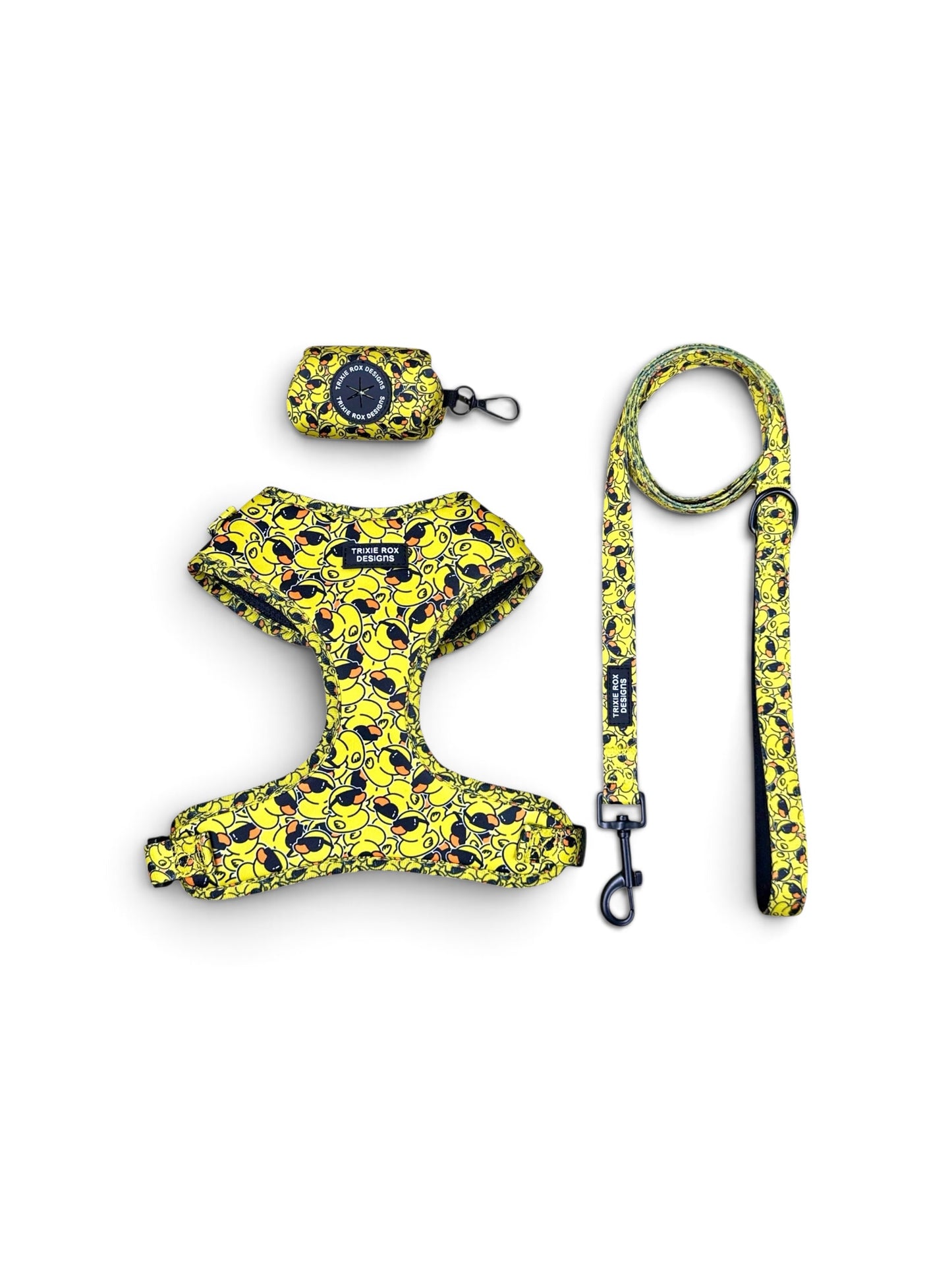 Rubber Duck Neoprene Dog Harness – Adjustable & Comfortable | Add Matching Leash & Poop Bag Set