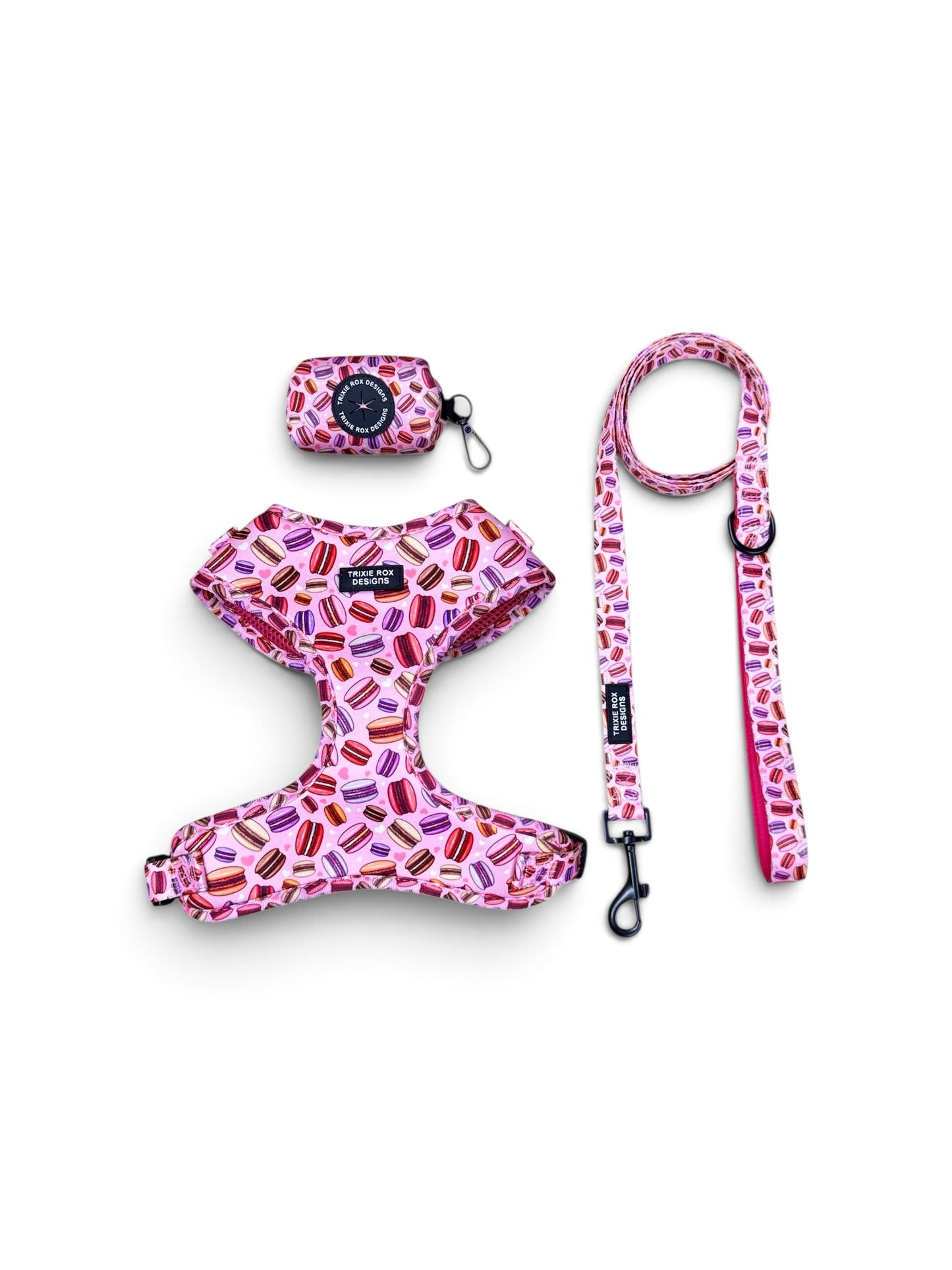 Macaron Neoprene Dog Harness – Adjustable & Comfortable | Add Matching Leash & Poop Bag Set
