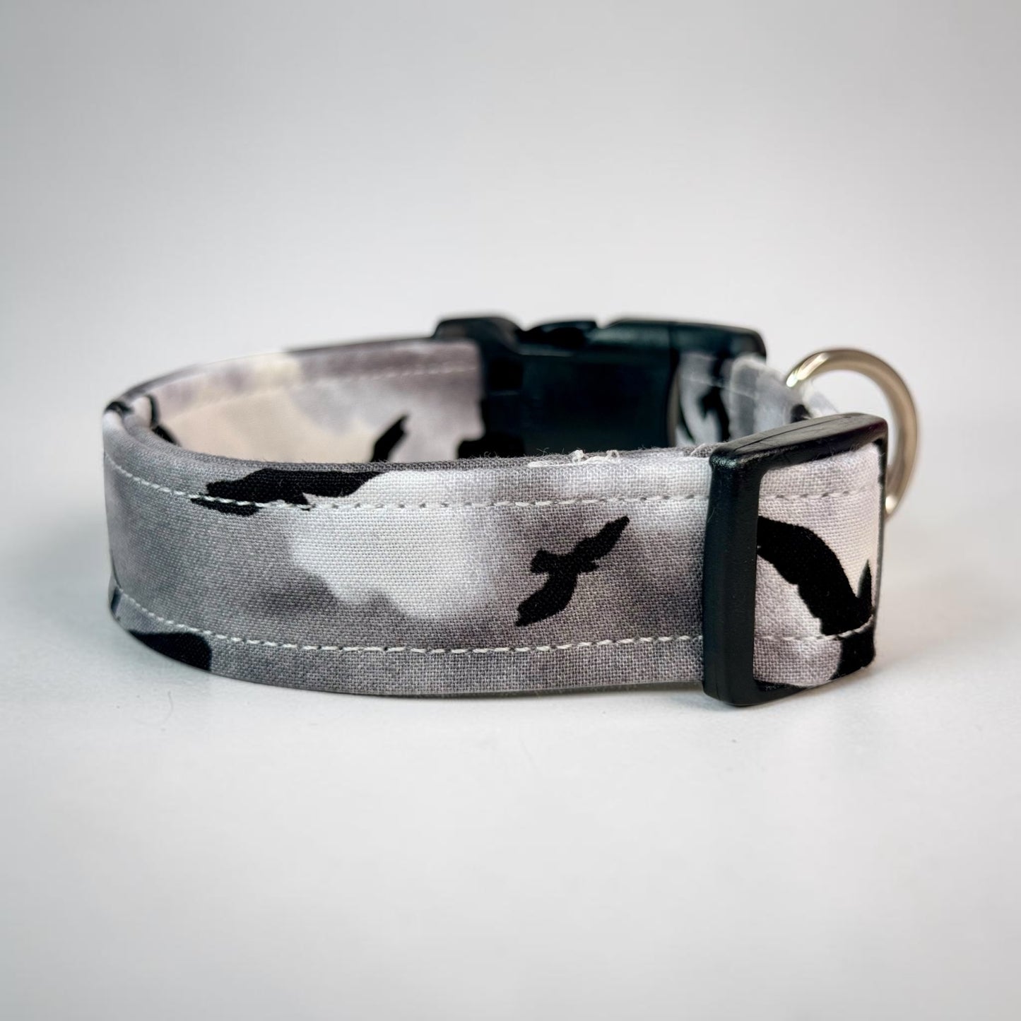 Crows Halloween Handmade dog collar: Adjustable side release, washable cotton fabric, webbing core