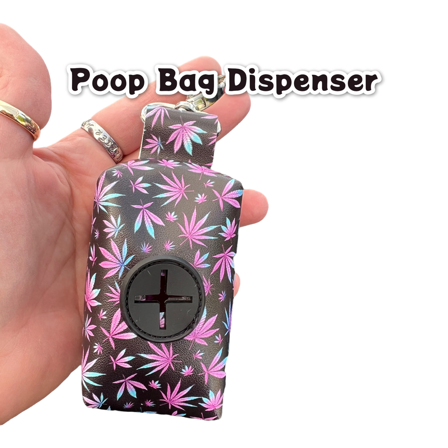 Hemp themed Dog poop bag holder, dog waste bag holder, faux leather poop bag dispenser, dog waste bag dispenser, vegan leather poop bag