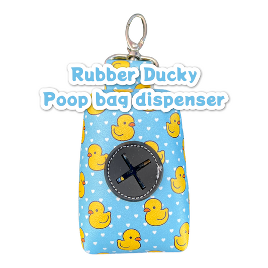 Rubber Ducky Dog poop bag holder, dog waste bag holder, faux leather poop bag dispenser, dog waste bag dispenser, vegan leather poop bag