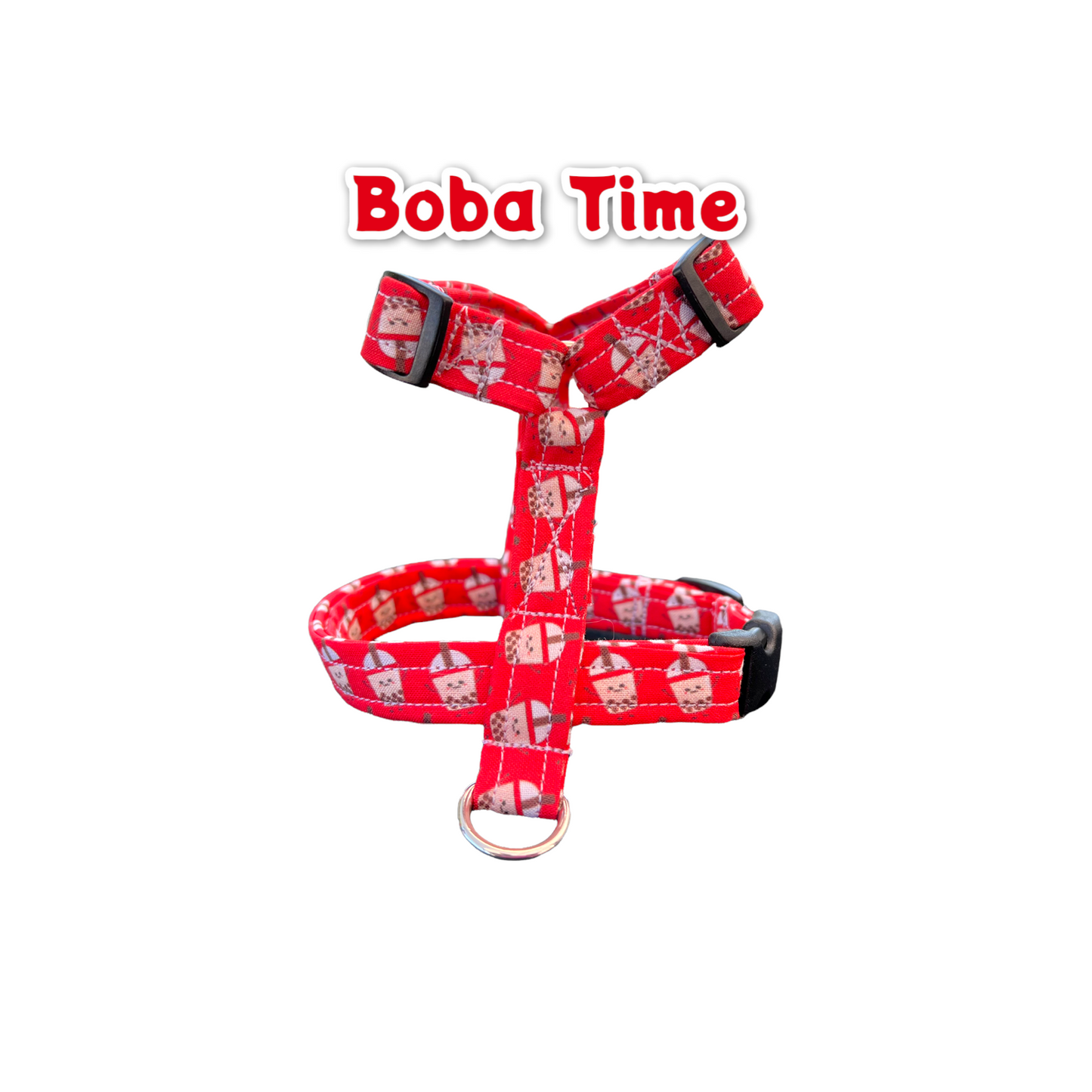 Boba tea dog harness, matching dog harnesss and leash set, standard roman dog harness, step in dog harness, boba tea