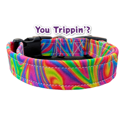 Rainbow dog collar, psychedelic dog collar, rainbow cat collar, adjustable pet collar, custom dog collar, handmade dog collar, side release