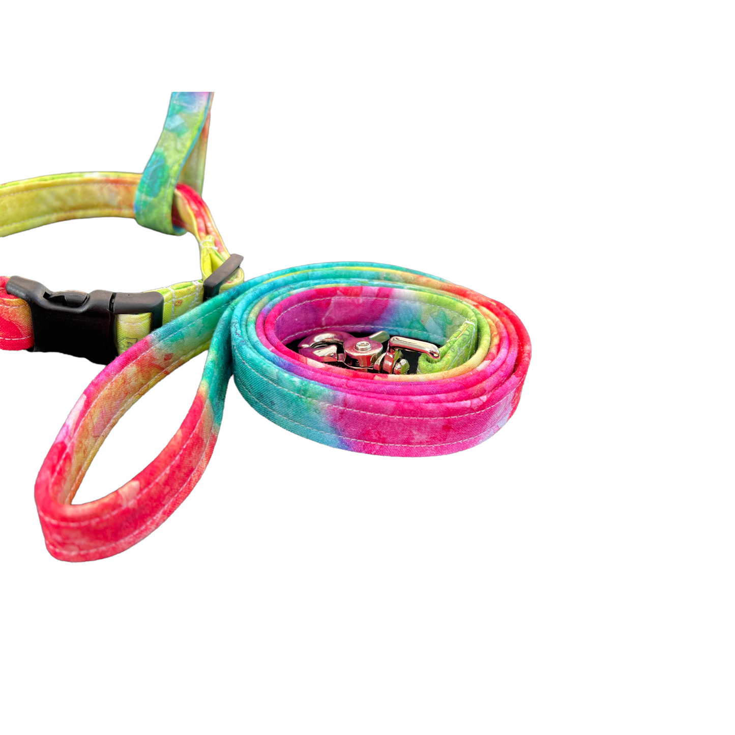 Neon watercolor dog harness and leash set, standard roman dog harness, step in dog harness, matching leash, pet harness