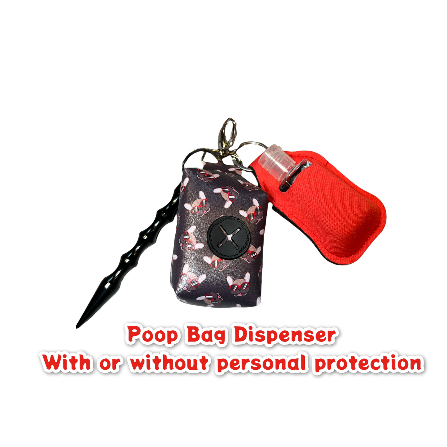 French bulldog Dog poop bag holder, dog waste bag holder, faux leather poop bag dispenser, dog waste bag dispenser, vegan leather poop bag