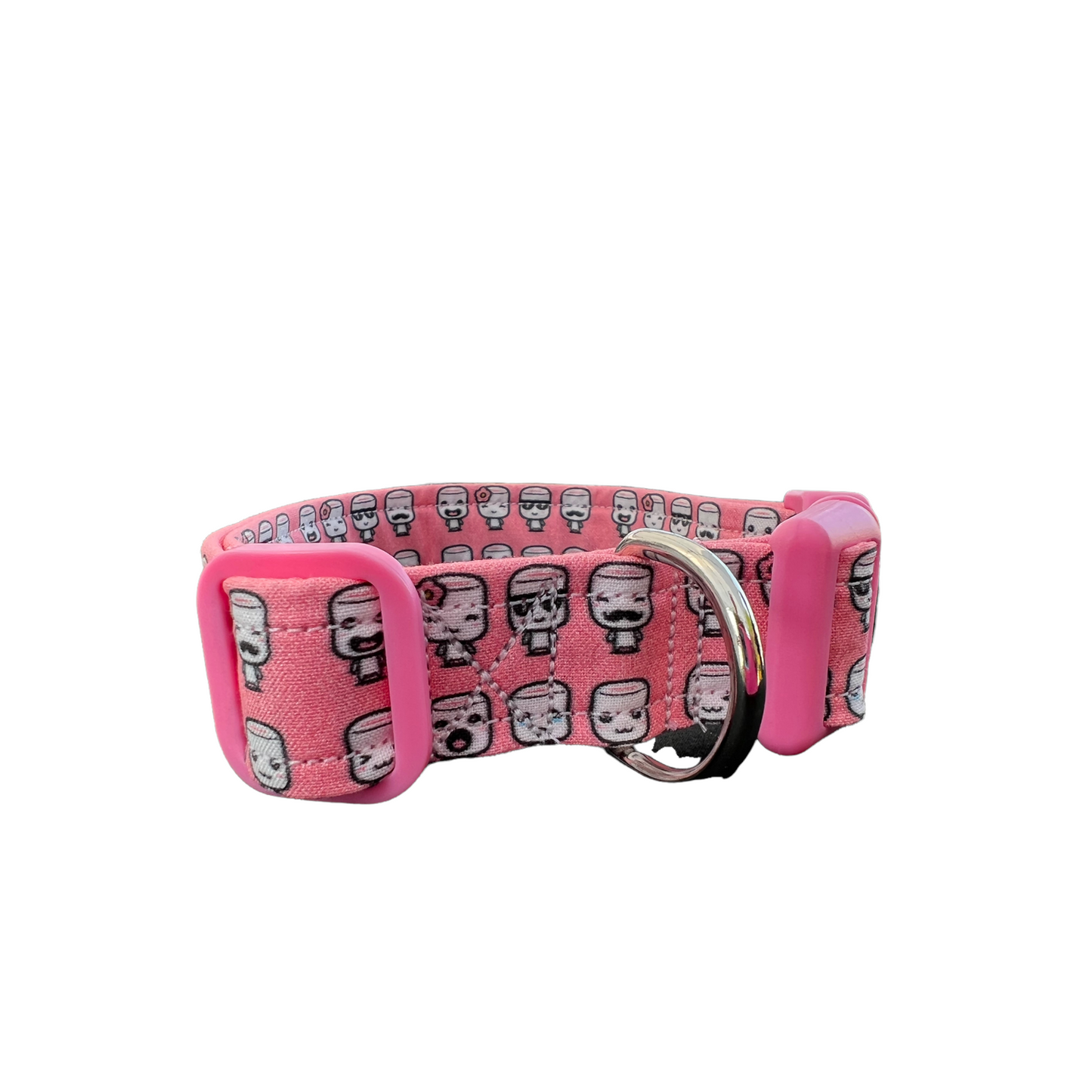 Marshmallow dog collar, food dog collar, side release adjustable dog collar, funny dog collar