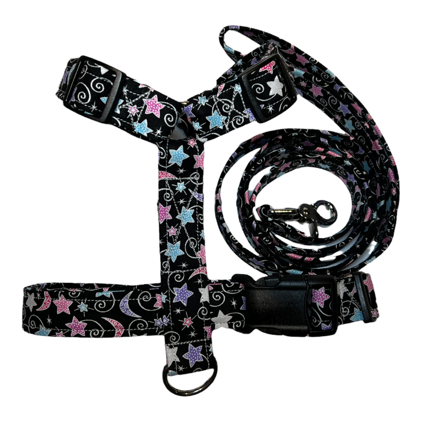 Celestial dog harness and leash set, girl dog harness, pet harness, standard roman harness, step in harness, matching leash