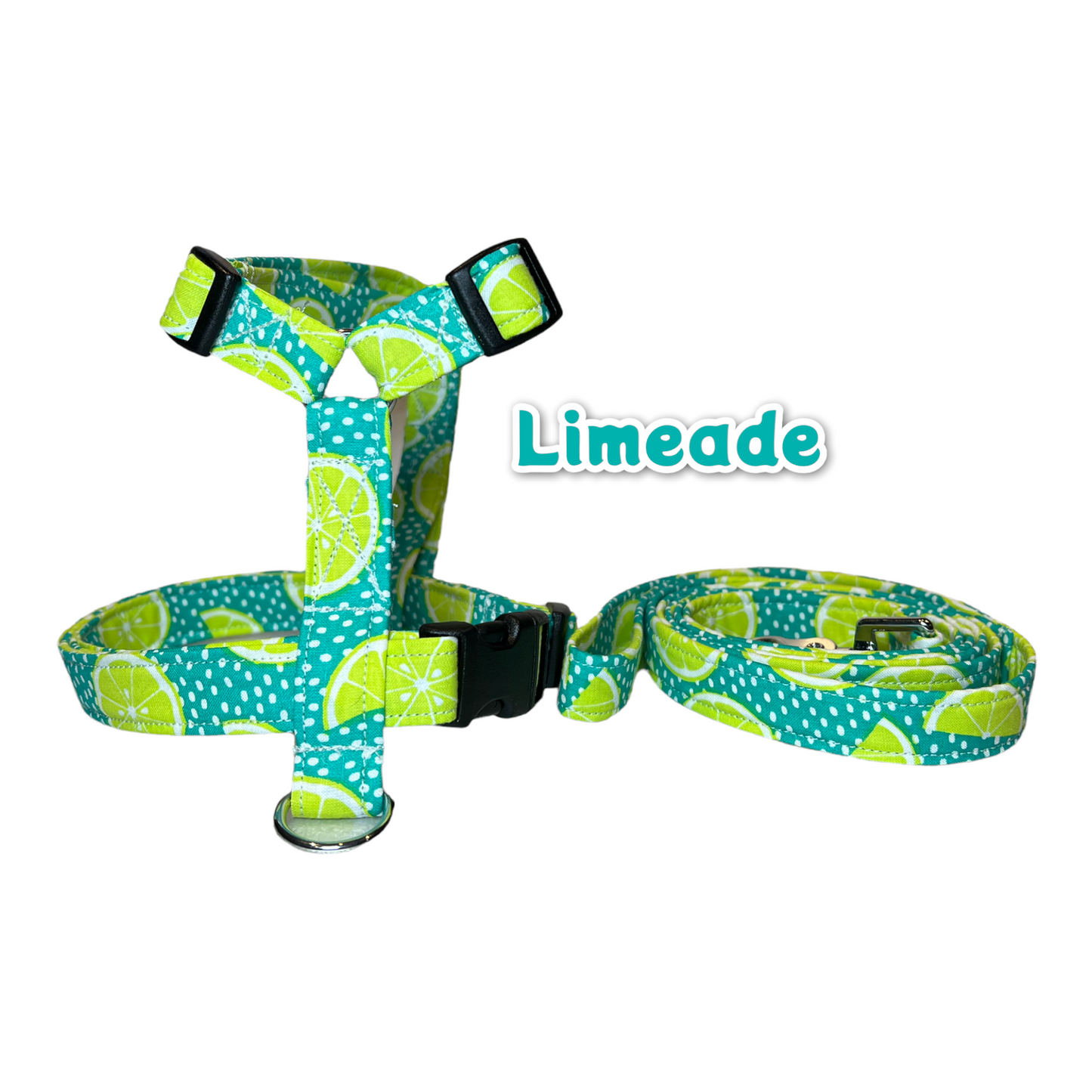 Lime dog harness and leash set, pet harness and matching leash, dog harness and matching leash, standard roman harness, step in harness, pet harness