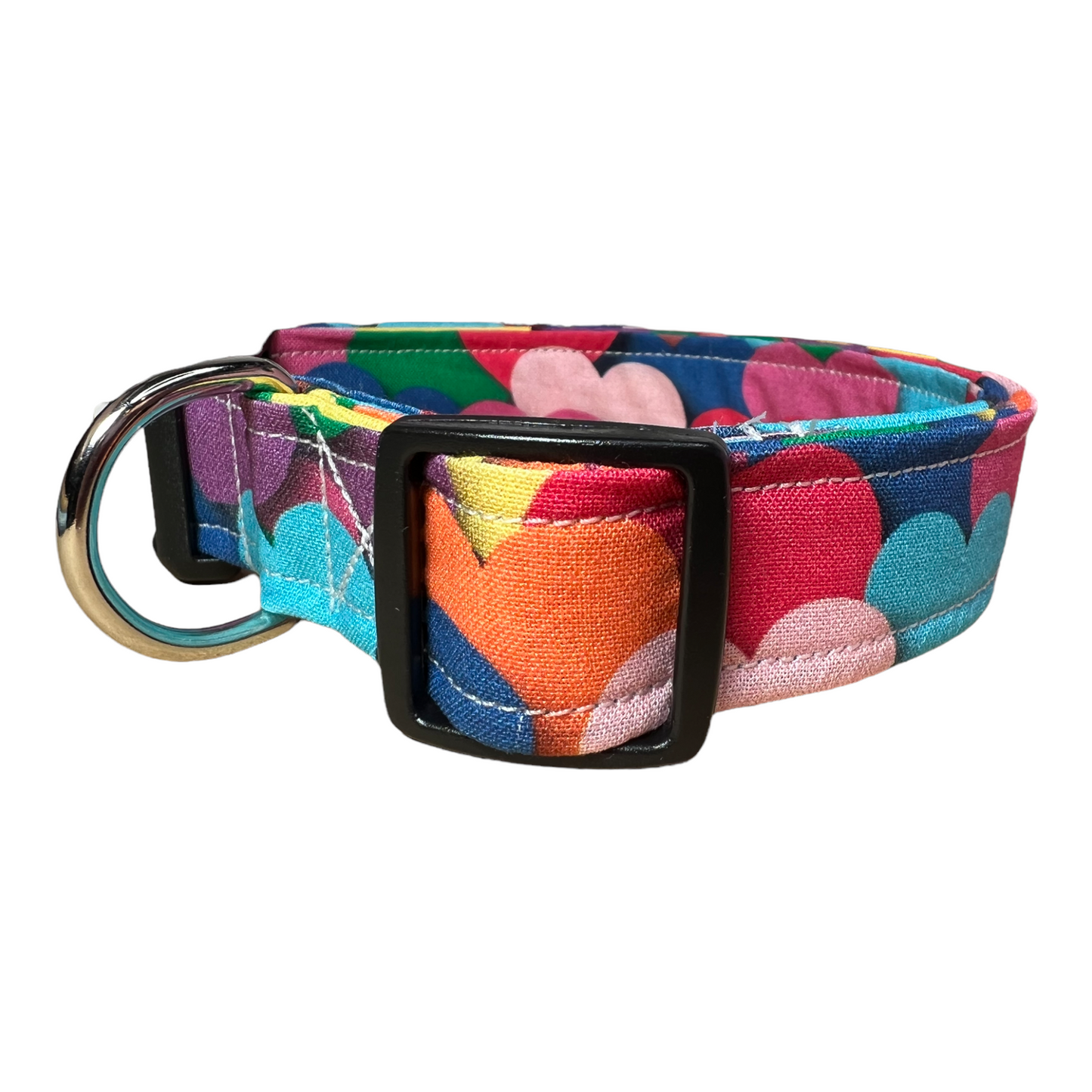 Rainbow Hearts Dog Collar, Side release adjustable, dog collar girl, dog collar boy, collars for dogs