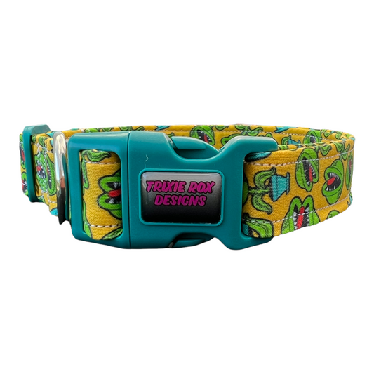 Venus flytrap dog collar, funny dog collar, feed me dog collar, handmade dog collar, custom dog collar, side release, adjustable, plant love