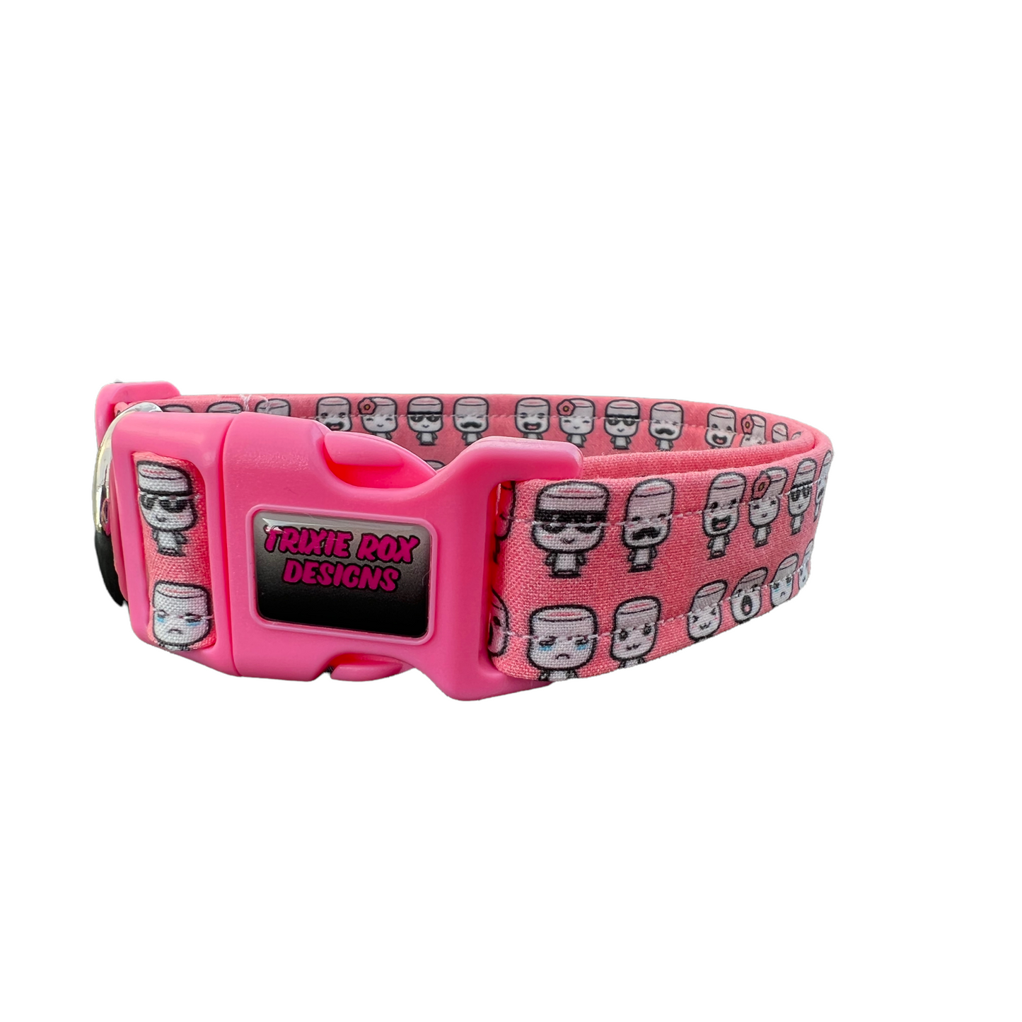 Marshmallow dog collar, food dog collar, side release adjustable dog collar, funny dog collar