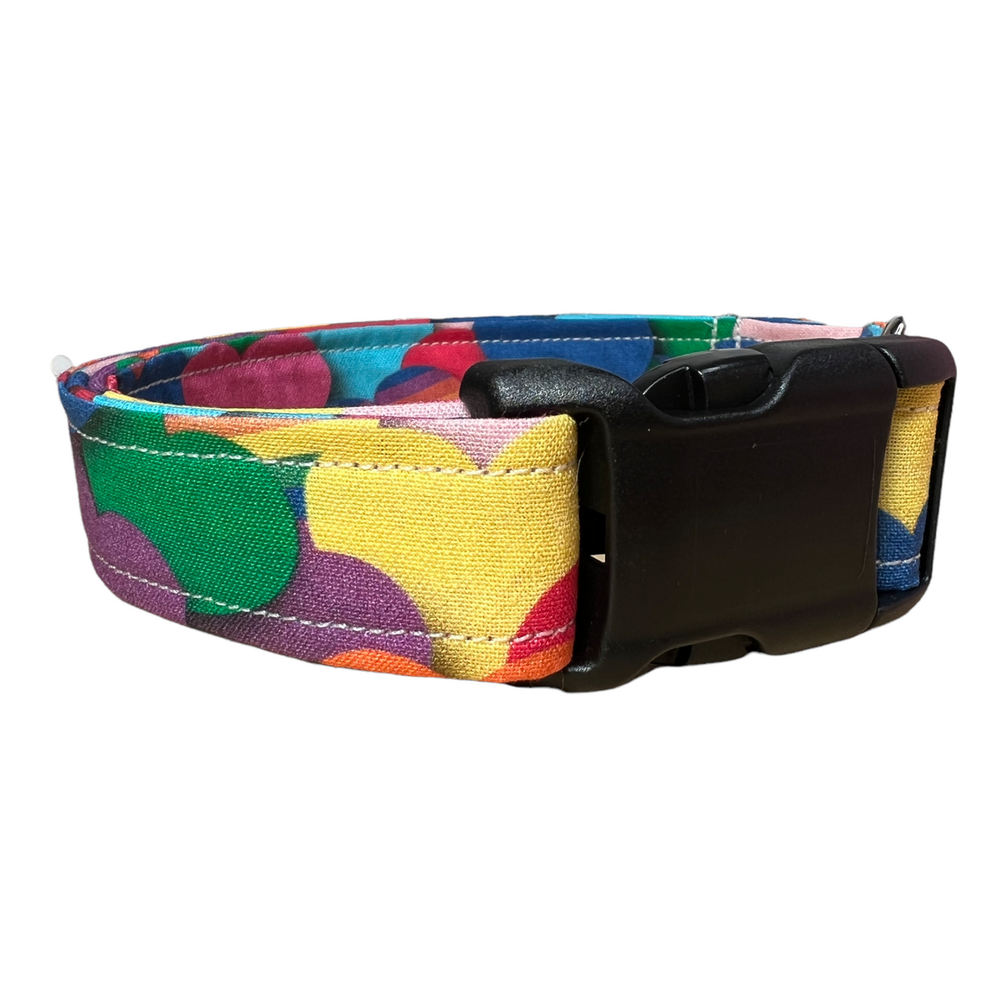 Rainbow Hearts Dog Collar, Side release adjustable, dog collar girl, dog collar boy, collars for dogs