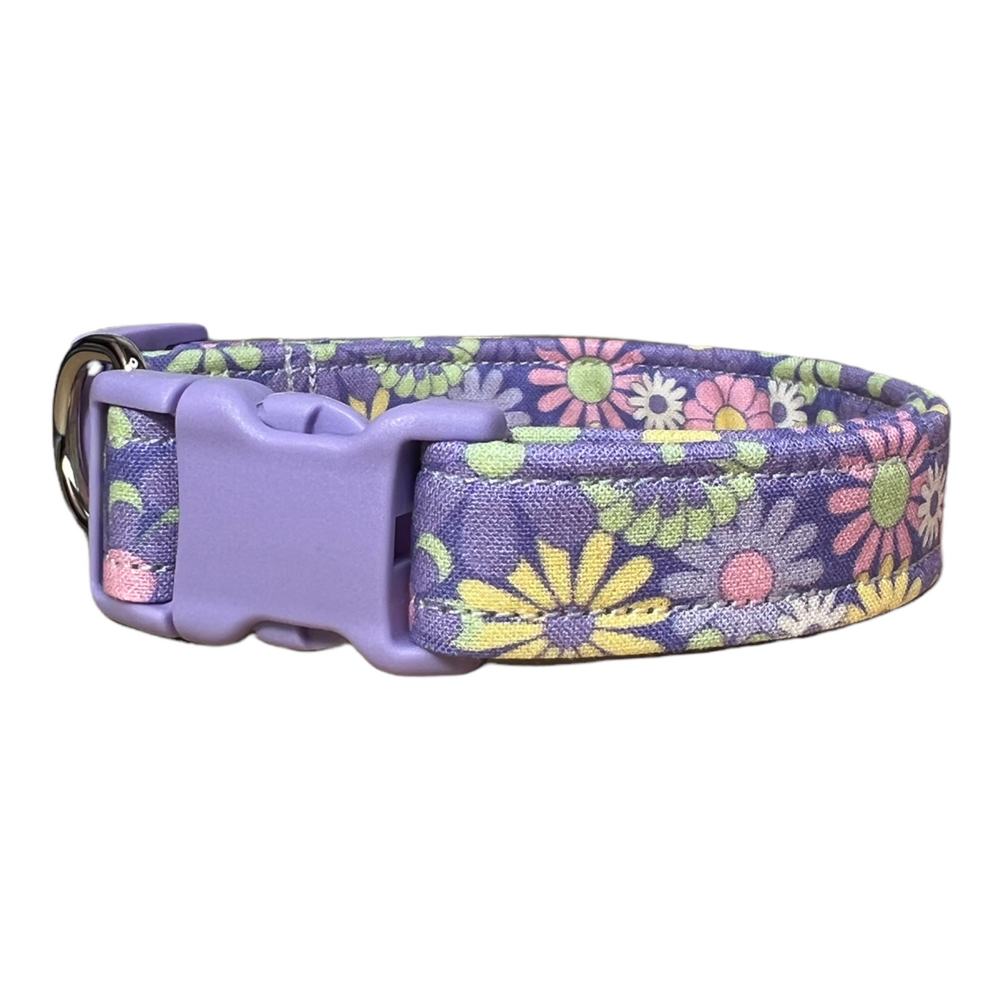 Floral dog collar, floral cat collar, lilac floral dog collar, quick release collar, adjustable, washable, fabric dog collar