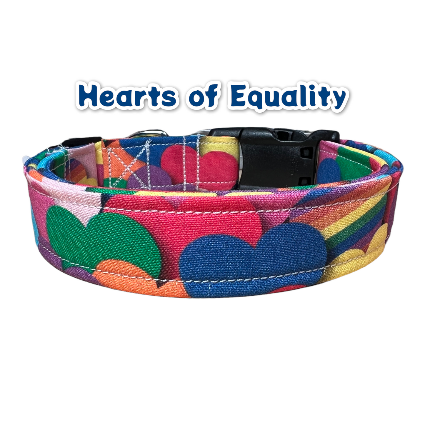 Rainbow Hearts Dog Collar, Side release adjustable, dog collar girl, dog collar boy, collars for dogs