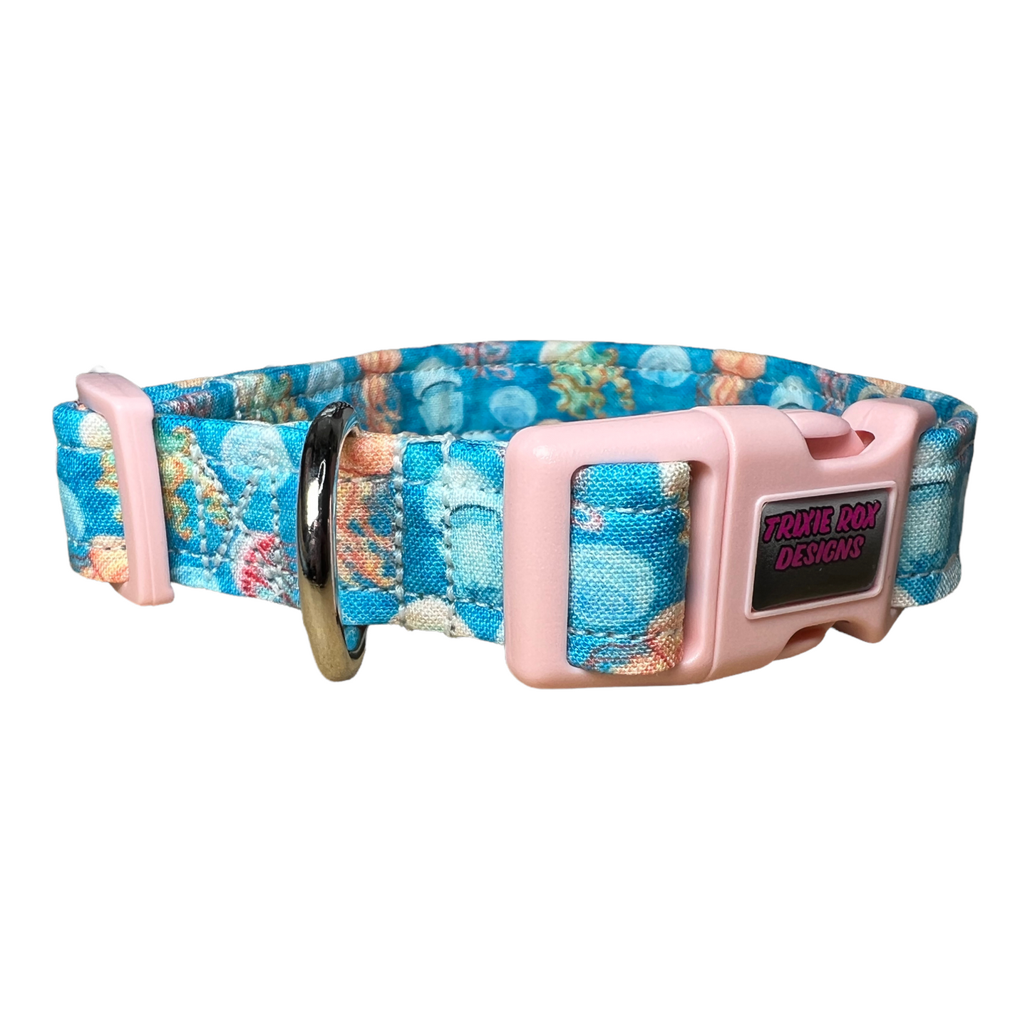 Jellyfish dog collar, sea life dog collar, girl dog collar, boy dog collar, handmade dog collar, funny dog collar, side release, adjustable pet collar, washable