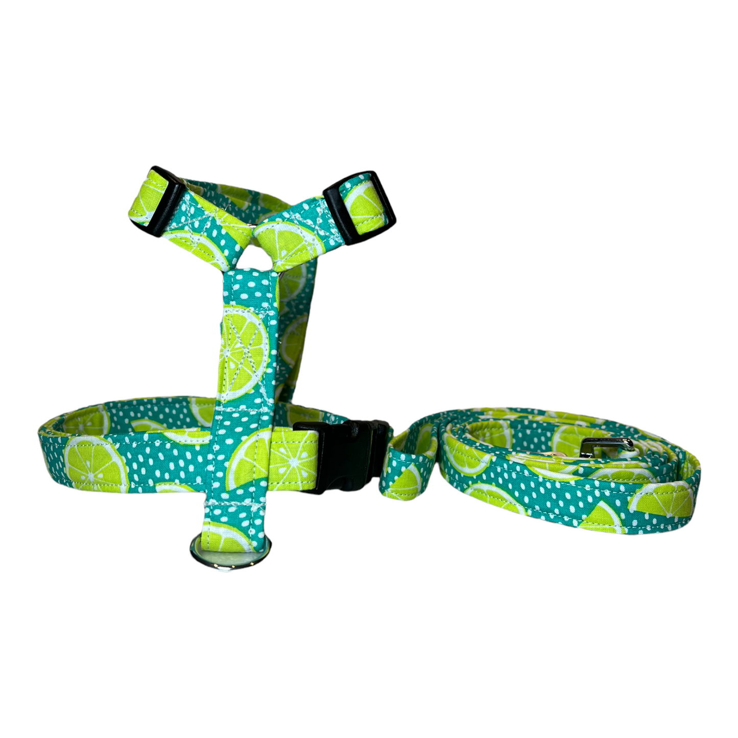 Lime dog harness and leash set, pet harness and matching leash, dog harness and matching leash, standard roman harness, step in harness, pet harness