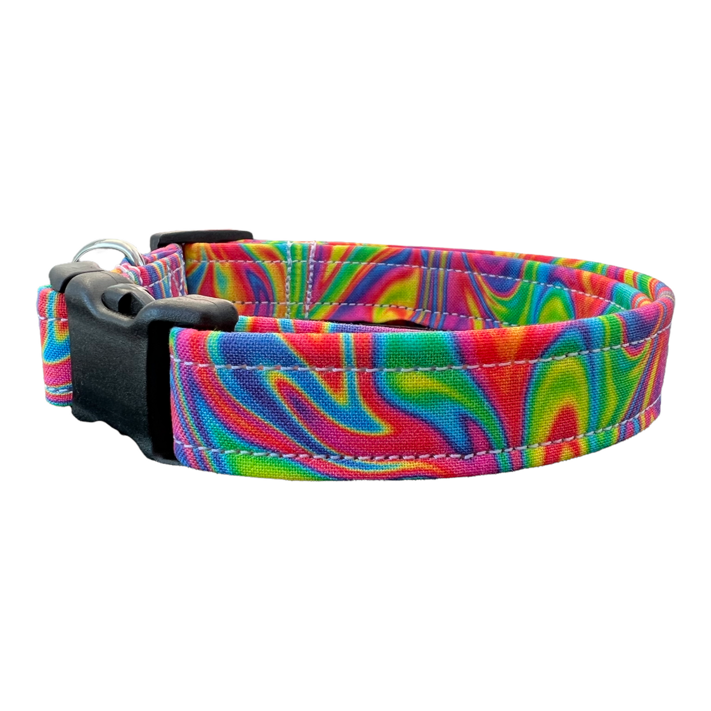 Rainbow dog collar, psychedelic dog collar, rainbow cat collar, adjustable pet collar, custom dog collar, handmade dog collar, side release