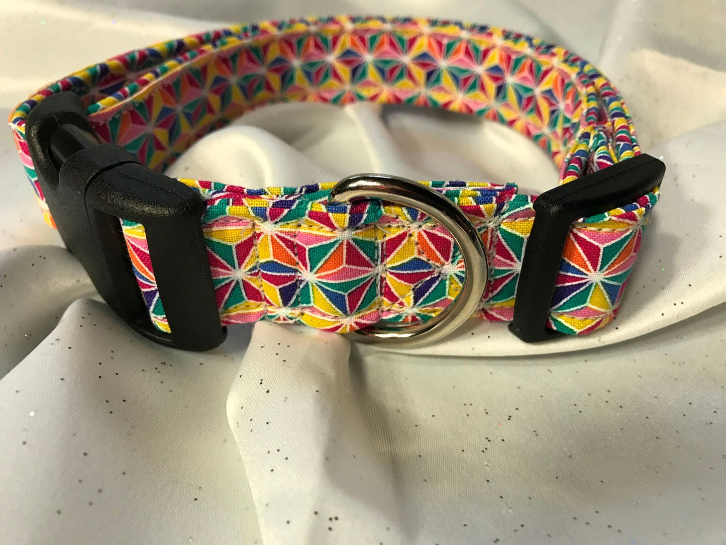 Geometric Dog Collar, girl dog collar, boy dog collar, pet collar, martingale, adjustable collar, buckle dog collar, geometric, rainbow, purple