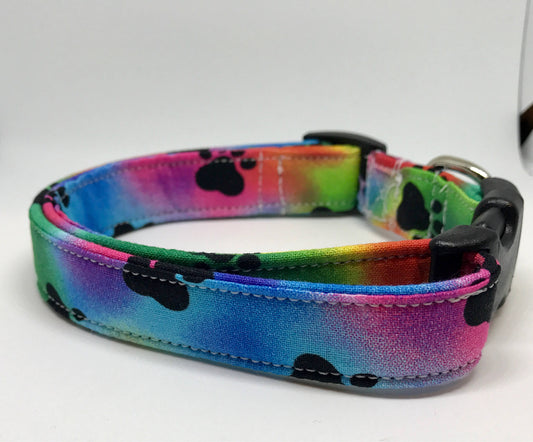 Tie dye Dog Collar, girl dog collar, boy dog collar, side release collar, adjustable collar, buckle dog collar, paw print, tie dye, puppy paws