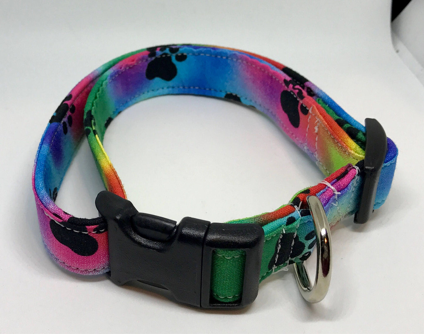 Tie dye Dog Collar, girl dog collar, boy dog collar, side release collar, adjustable collar, buckle dog collar, paw print, tie dye, puppy paws