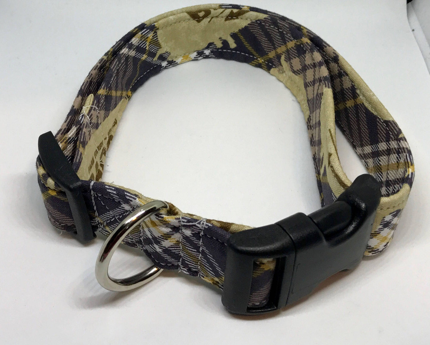 Bacon plaid dog collar, brown dog collar, funny dog collar, adjustable collar, side release collar, washable, eco friendly, brown, plaid